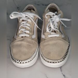 Vans Off The Wall Cream & White Casual Shoes, Size: womens 7.5 Or Mens 6